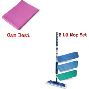 Silva Mikrofiber Mop 3 Lü Set + Silva Kırmızı Cam Bezi