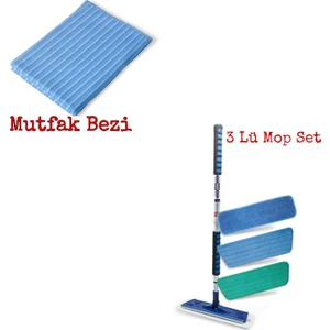 Silva Mikrofiber Mop 3 Lü Set + Silva Mutfak Bezi