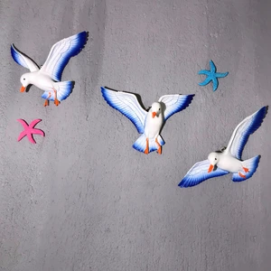 Mavi Kanatlı Duvar Süsü 5 Parça Set