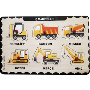 Ahşap Tutmalı Eğitici Yapboz Iş Makinaları