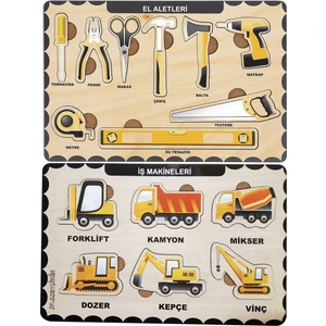Ahşap Bul Tak Eğitici 2 Adet Yapboz Puzzle Seti