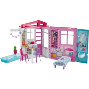 Barbie'nin Taşınabilir Portatif Evi, 1 Katlı, Havuzlu Oyun Seti FXG54
