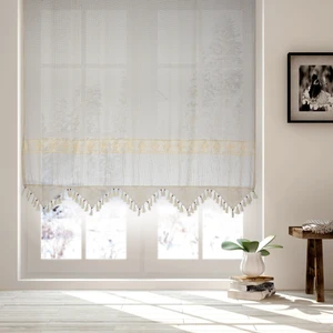 Cotton Studio Pamuklu Ara Güpürlü Natural Tül Perde