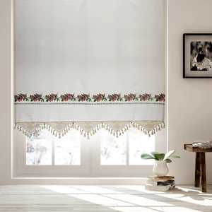 Cotton Studio Pamuklu Kırmızı Kanaviçeli Buldan Işi Otantik Perde