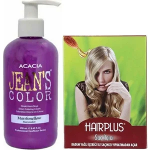 Acacia Jeans Color Saç Boyası Marşmelov 250 ml ve Hairplus Saç Açıcı