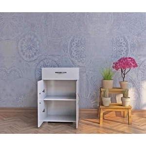 Tek Çekmece 2 Kapaklı Çok Amaçlı Dolap - Beyaz