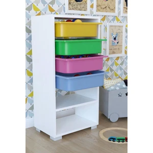 4 Sepetli Oyuncak Dolabı Çok Amaçlı Dolap - Renkli