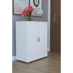 2 Kapaklı 4 Raflı Ayakkabılık Çok Amaçlı Dolap Beyaz