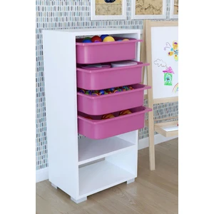 4 Sepetli Oyuncak Dolabı Çok Amaçlı Dolap - Pembe
