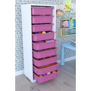 9 Sepetli Oyuncak Dolabı Çok Amaçlı Dolap - Pembe