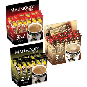 Mahmood Coffee 3'ü 1 arada ve 3'ü 1 arada Sütlü Köpüklü ve 2'si 1 Arada 3'lü Set 48 x 3