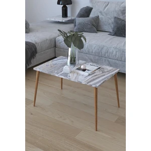 Retro Orta Sehpa - Beyaz Mermer