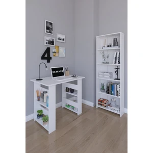 Arzu Çalışma Masası - Beyaz , 5 Raflı Kitaplık - Beyaz