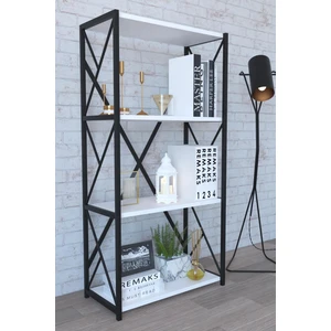 4 Raflı Metal Kitaplık - Beyaz