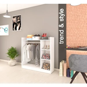 Pratik 3 Raflı Elbise Dolabı - Beyaz
