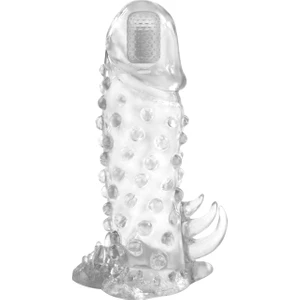 Lilitu Shop 13,5 cm Klitoral Uyarıcılı Titreşimli Şeffaf Penis Kılıfı