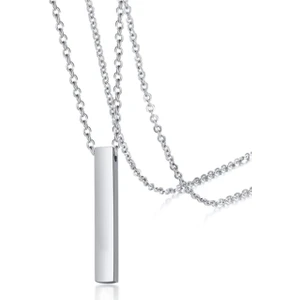 X-lady Accessories Gümüş Kaplamalı Çubuk Uzun Bar Dikdörtgen  Kolye 70 cm