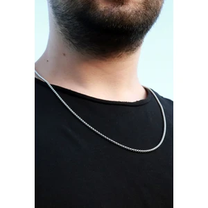 X-lady Accessories Erkek Gri Örme Model Çelik Zincir Kolye