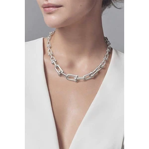 X-lady Accessories Kadın Gümüş Renk Kaplama Lüx Model Kalın Zincir Kolye