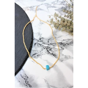 X-lady Accessories Gold Kaplama Hasır Zincir Bodrum Taşlı Kolye