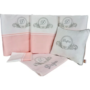 Pudradecor Elegante Kişiye Özel Bebek Uyku Seti / Pembe Beyaz
