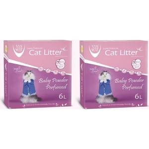 Vancat  Bebek Pudralı Beyaz Bentonit Kedi Kumu 6 lt x 2 Adet