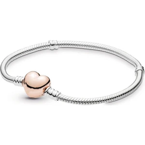 Tarzı Gümüş Kaplama Rose Kalp Bileklik 17 cm Kadınlar İçin Şık Tasarım