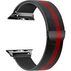 Apple Watch Uyumlu Milano Loop Çelik Kordon 40 mm Kayış Seri 4-5 Siyah - Kırmızı
