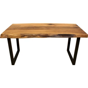 Ateş Wooden Doğal Ahşap  Ceviz Kütük Yemek Masası 100x80x5