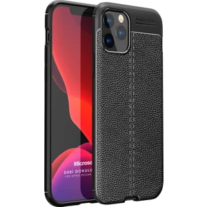 Apple iPhone 12 Pro Kılıf Deri Dokulu Silikon Siyah