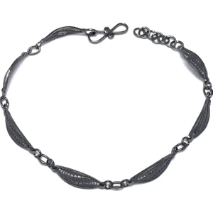 Midyat Nurtaş Gümüş Yaprak Model Oksitli Telkari Kadın Gümüş Bileklik