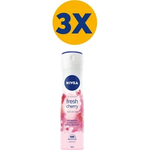 NIVEA Kadın Sprey Deodorant Fresh Cherry, 48 Saat Anti-perspirant Koruma, 150 ml x3 Adet