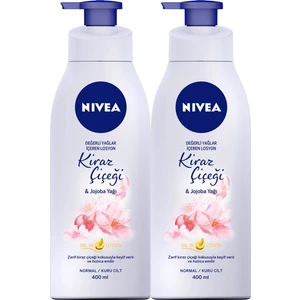 NIVEA Değerli Yağlar Içeren Vücut Losyonu Kiraz Çiçeği & Jojoba Yağı Normal / Kuru Ciltler,400 ml x2 Adet