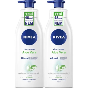 NIVEA Aloe Vera Vücut Losyonu, Normal/Kuru Ciltler, Derinlemesine Nemlendirici Serum ,400 ml x2 Adet