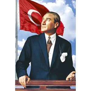 Göğe Bakan Ay Yıldızlı Sivil Atatürk Okul Kutlama Anı Poster Cephe Bayrak 200 x 300 cm 2 x 3 Metre