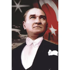 Göğe Bakan Gazi Mustafa Kemal Atatürk Ay Yıldız Türk Bayrağı Poster Bayrak 100 x 150 cm