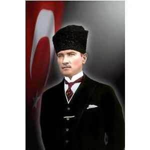 Kalpaklı Gazi Mustafa Kemal Atatürk Poster Dış Cephe Bayrağı 200 x 300 cm 2 x 3 Metre