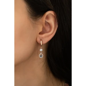 925 Ayar Nazarlıklı Tektaş Küpe Kadın Gümüş Küpe