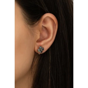 925 Ayar Mistik Topaz Taşlı Yonca Küpe Kadın Gümüş Küpe