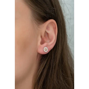 925 Ayar Minik Papatya Küpe Kadın Gümüş Küpe