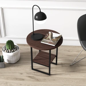 Ruum Store Milas Yan Sehpa Komodin Metal Ayak Ceviz