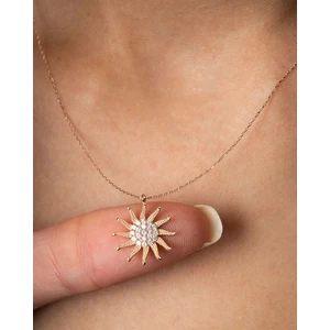 Papatya Silver Rose Kaplama Zirkon Taşlı Gümüş Güneş Kolye
