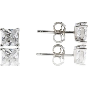 Papatya Silver Kare Tektaş Küpe 925 Ayar Gümüş