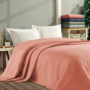 Coté Blanc Tek Kişilik Waffle Pike Örtü 160 x 260 cm Gül Kurusu