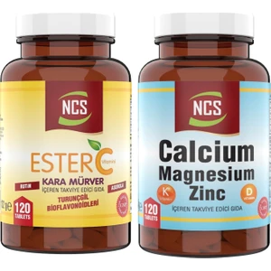 Ester C Vitamini Kara Mürver 120 Tablet Kalsiyum Magnezyum Çinko 120 Tablet