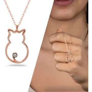 Else Silver Gümüş Sevimli Kedi Kolye