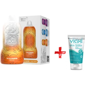 Leten Emiş Yapabilen Içi Tırtıklı Ultra Yumuşak Mastürbatör Turuncu +Jel