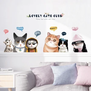 Crystal Kids Sevimli Kediler Klubü Çocuk Odası ve Ev Dekorasyonu Duvar Sticker Duvar Süsü