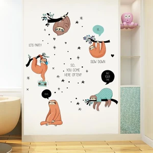 Crystal Kids Tembel Hayvanı Çocuk Ev Dekorasyonu Duvar Sticker Kapı Süsü Dolap Sticker
