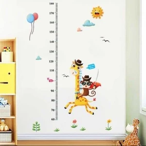 Crystal Kids Zürafa Maymun Çocuk Odası Boy Ölçer Gelişim Ölçen Duvar Çıkartması Duvar Sticker